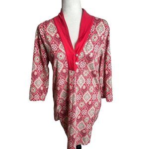 Ink+Ivy Nightshirt Nightgown Size Medium Pink Grey Floral Buttons